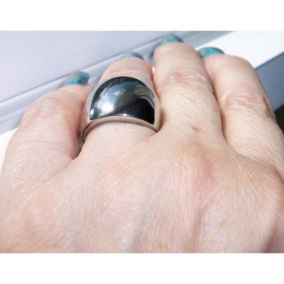 STAINLESS STEEL Wide High Polished Dome Ring NWT - Picture 4 of 14